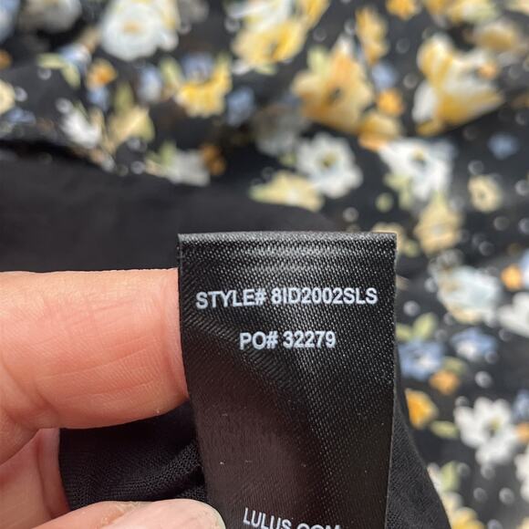 Lulus Y2K Babydoll Floral Chiffon Midi Dress Size Small Black Romantic Fairy - Picture 11 of 15